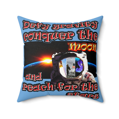 defy conquer reach - Faux Suede Square Pillow - (light blue)