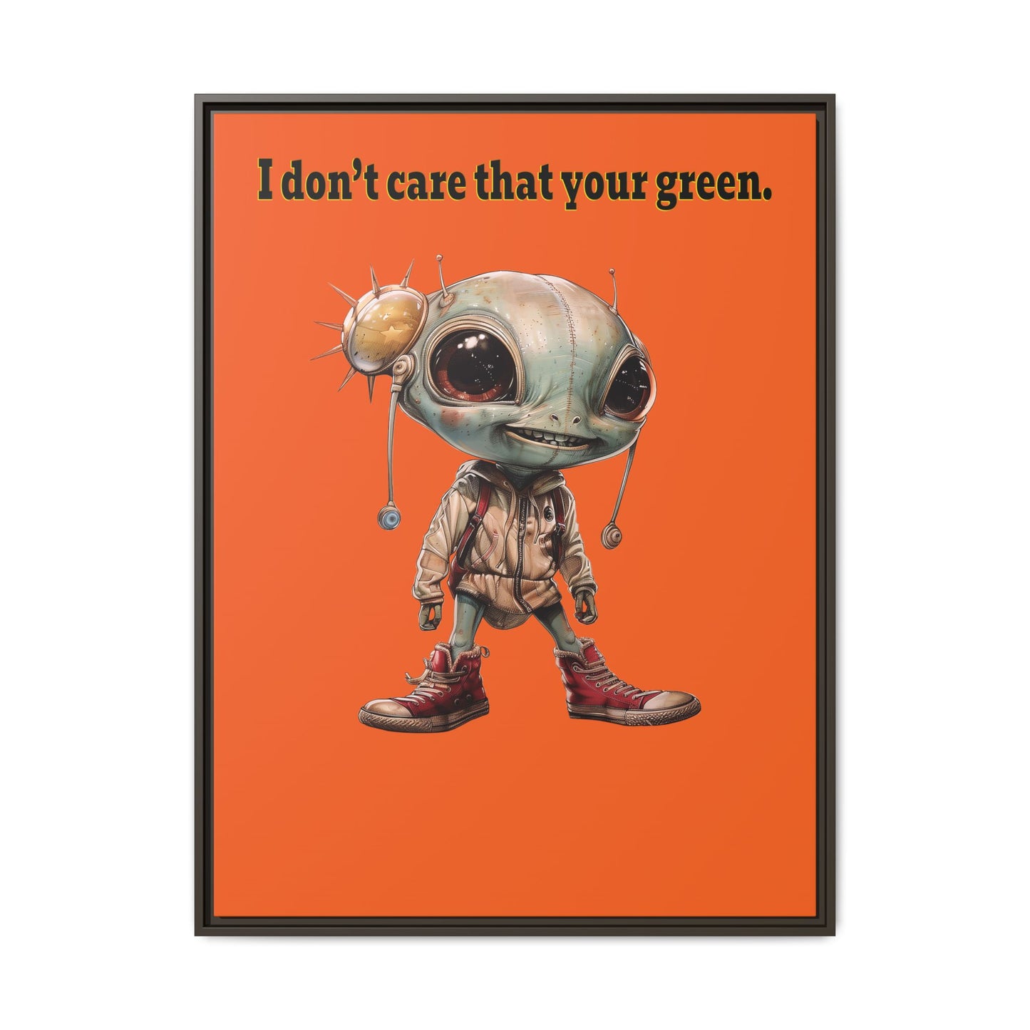 I don't care that your green - framed canvas art (orange)