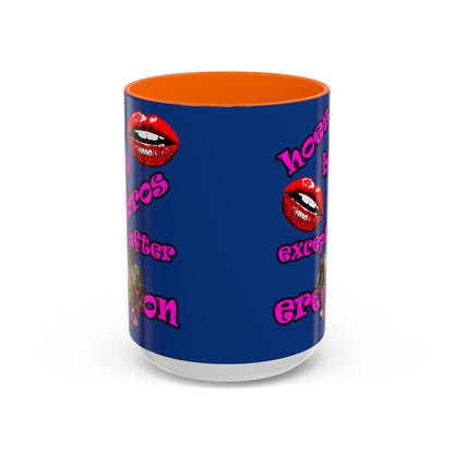 hoes b4 bros - Accent Mug (dark blue)