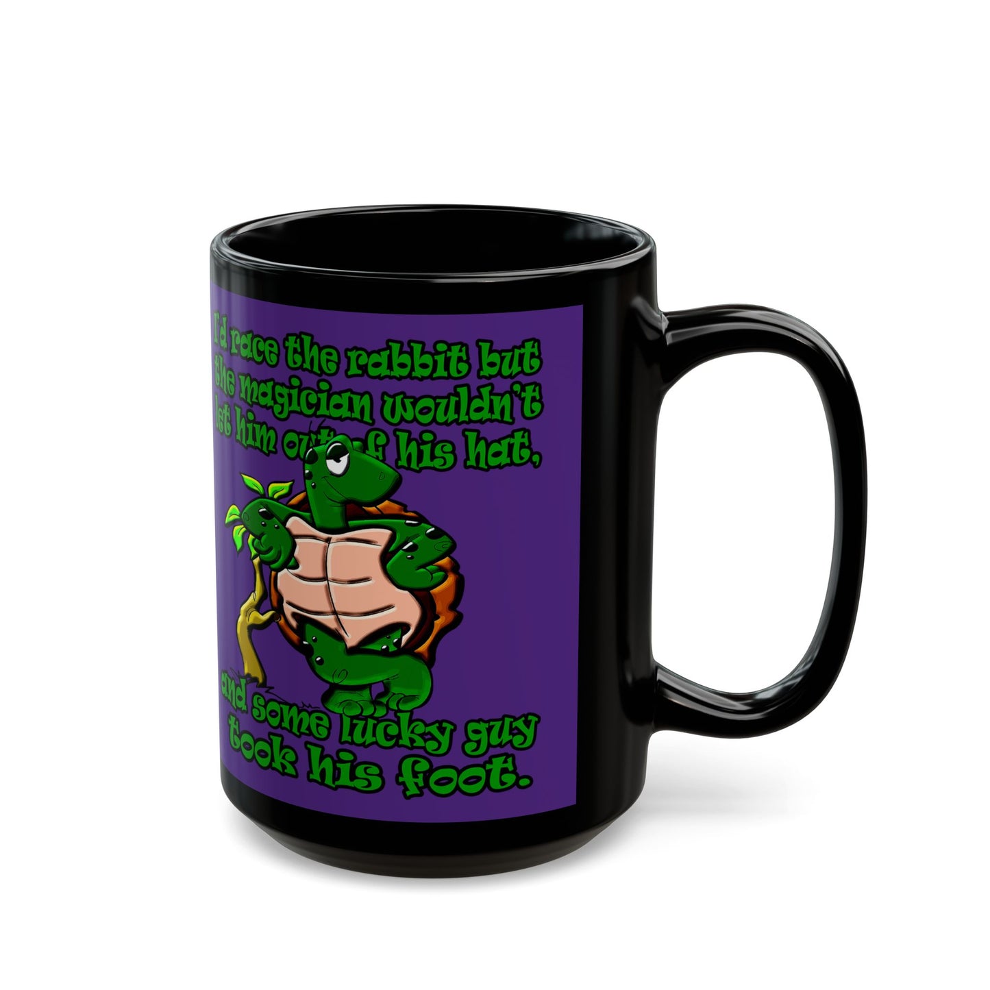 turtle race - Black Mug (purple)