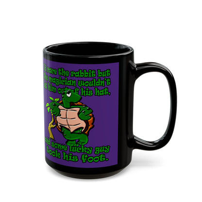 turtle race - Black Mug (purple)