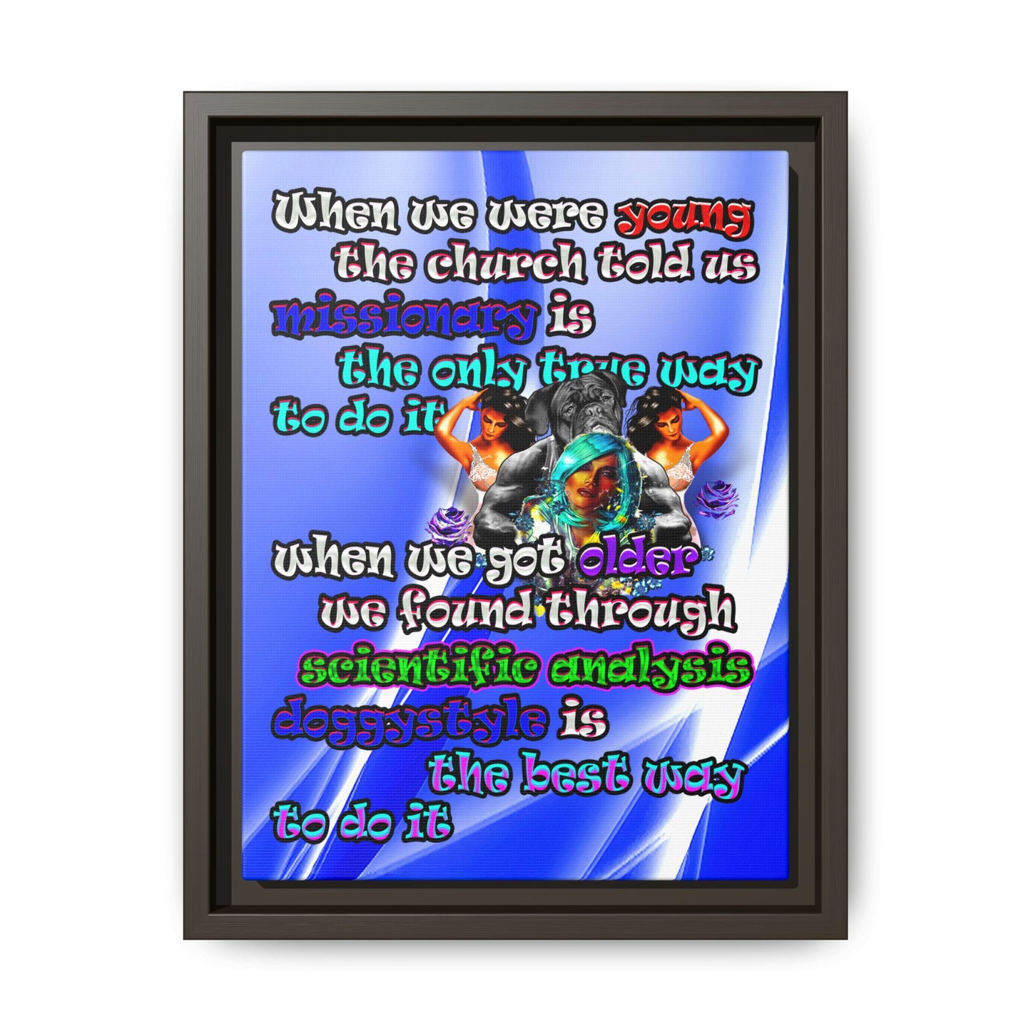 doggystyle - framed canvas art (blue-white wave)