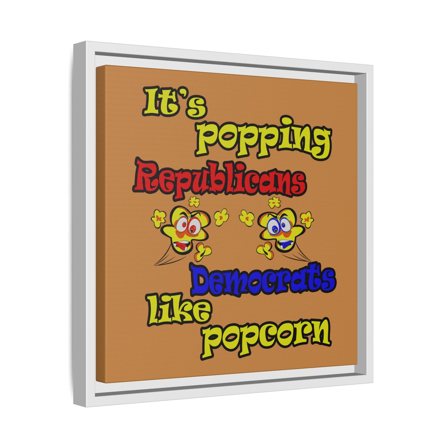 popping like popcorn - framed canvas art (light brown)