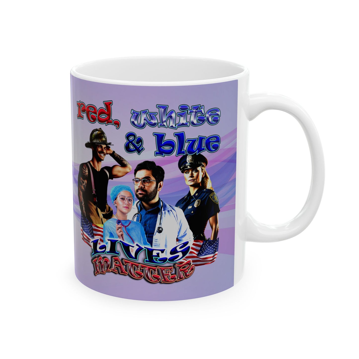 rw&b lives matter - White Mug (light blue-pink wave)