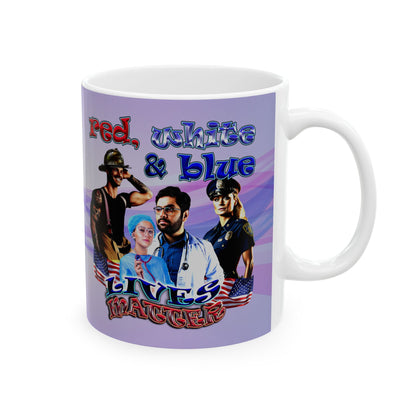 rw&b lives matter - White Mug (light blue-pink wave)