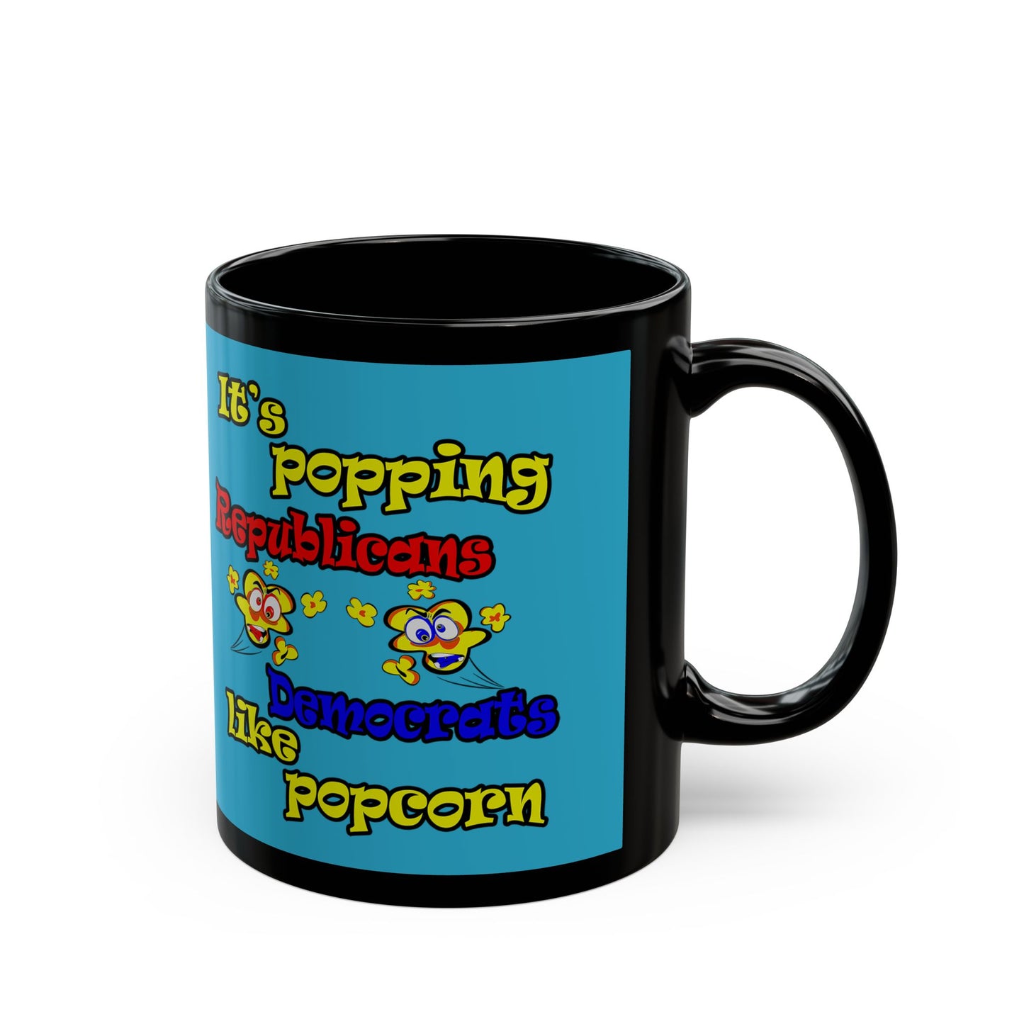 popping like popcorn - Black Mug (turquoise)