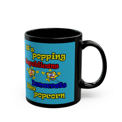 popping like popcorn - Black Mug (turquoise)