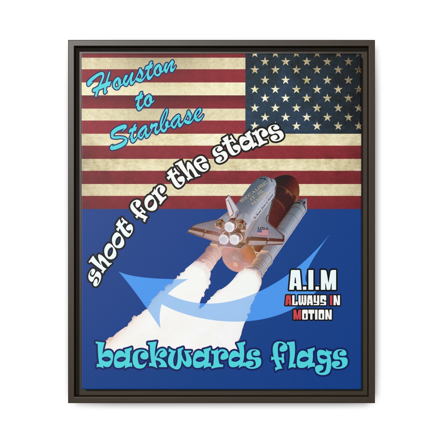 shoot for the stars - framed canvas art (dark blue)