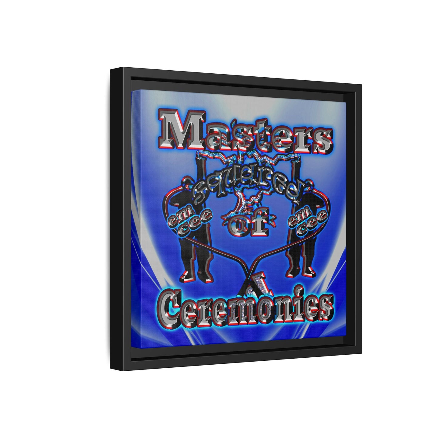 em cee squared - framed canvas art (blue-white wave)