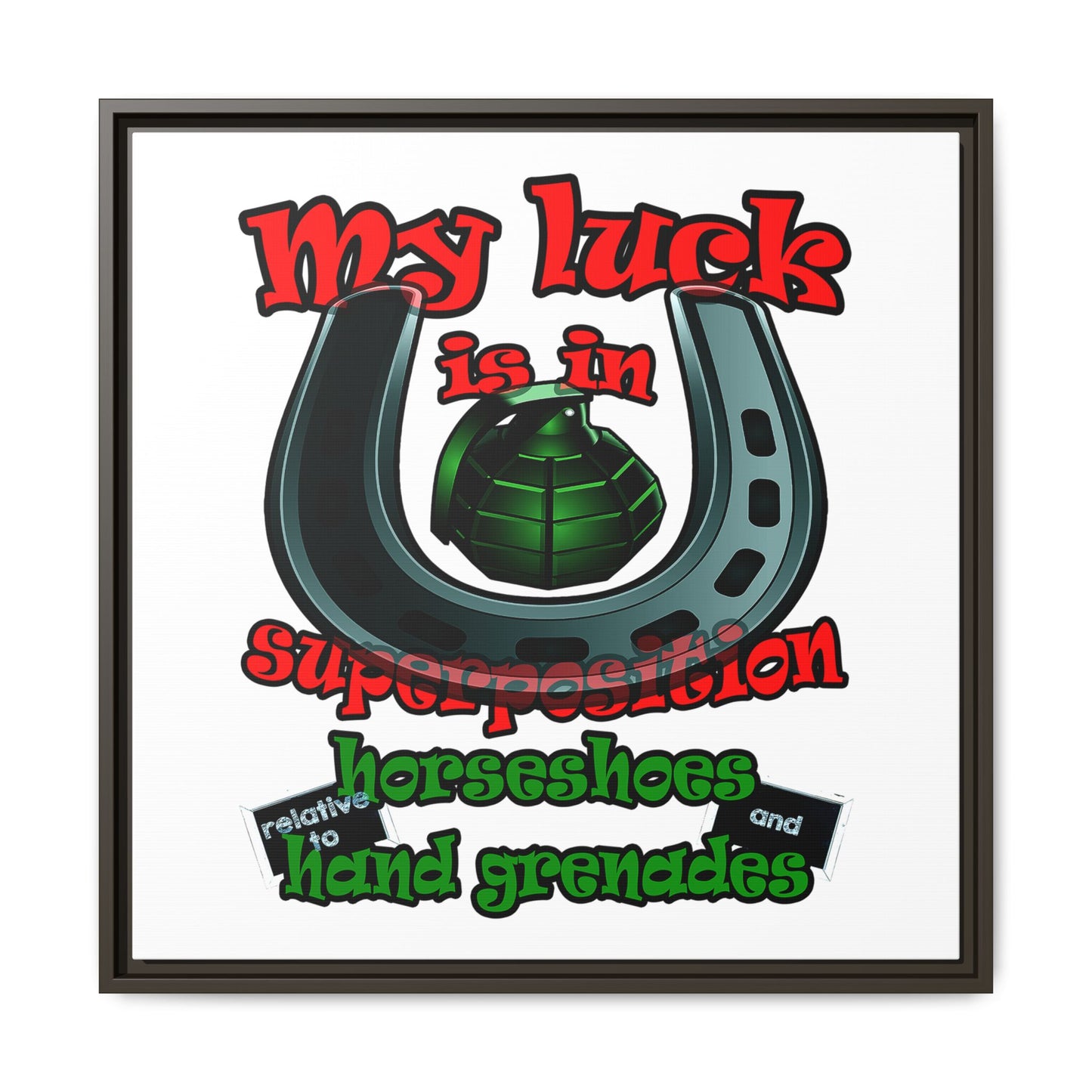 my luck - framed canvas art (white)