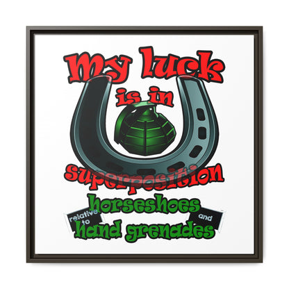 my luck - framed canvas art (white)