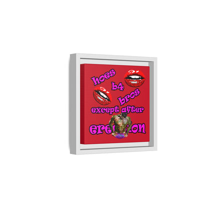 hoes b4 bros - framed canvas art (dark red)