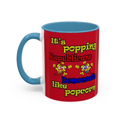 popping like popcorn - Accent Mug (dark red)