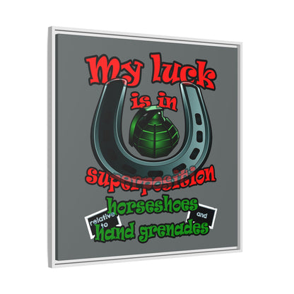 my luck - framed canvas art (dark grey)