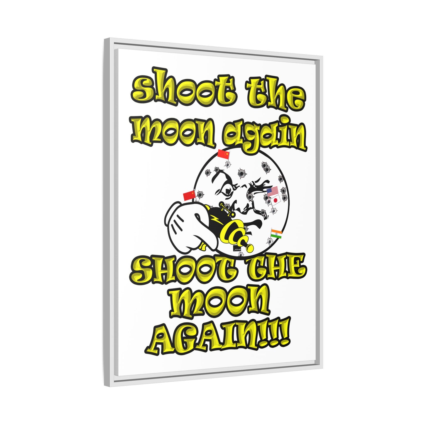 shoot the moon again - framed canvas art (white)