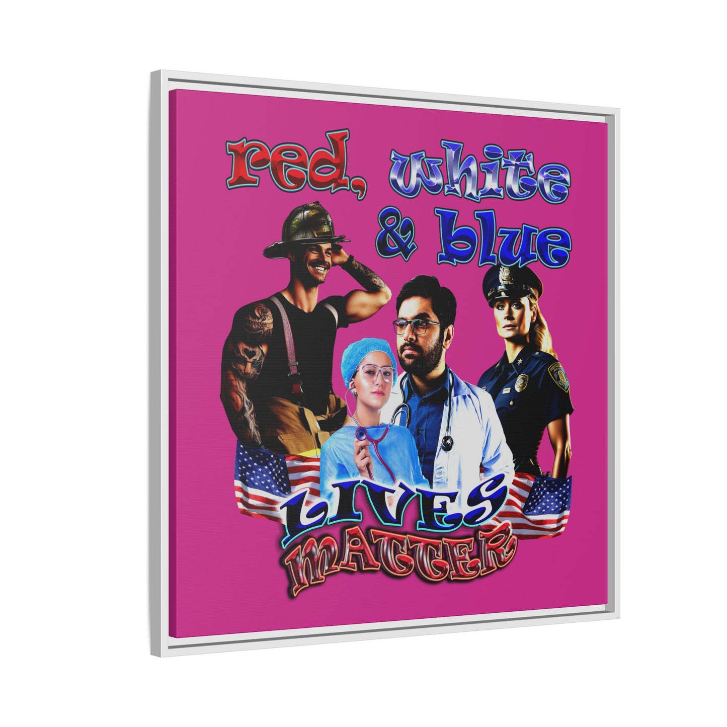 rw&b lives matter - framed canvas art (pink)