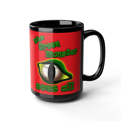 green monster - Black Mug (red)
