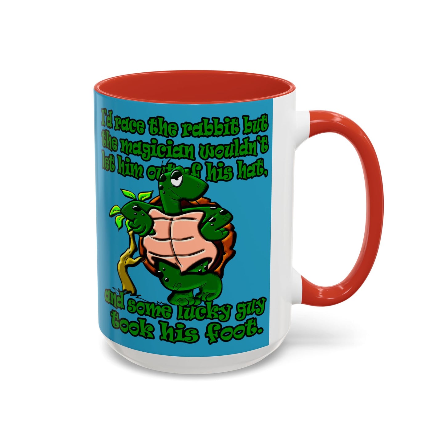 turtle race - Accent Mug (turquoise)