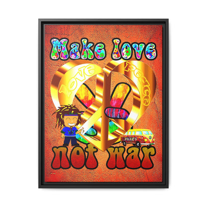 love peace - framed canvas art (burnt orange)
