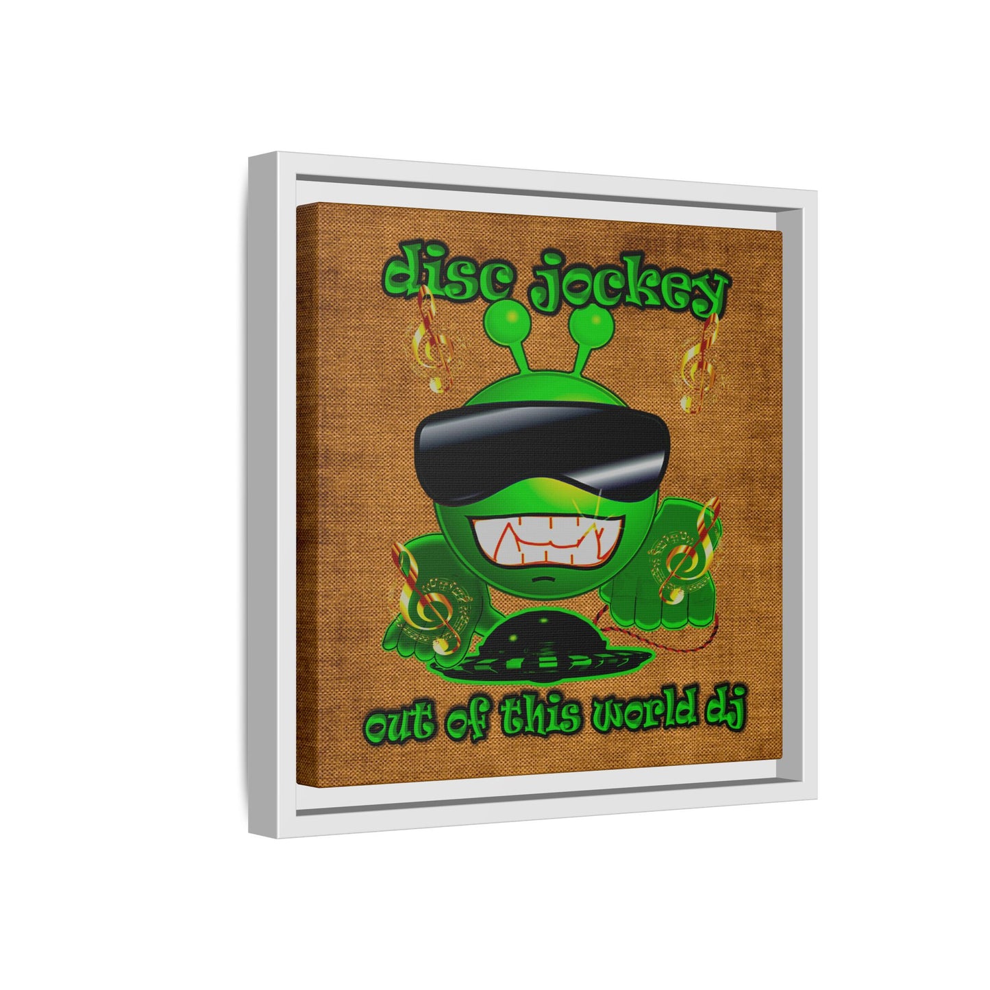 disc jockey - framed canvas art (brown papyrus)