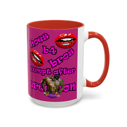 hoes b4 bros - Accent Mug (pink)