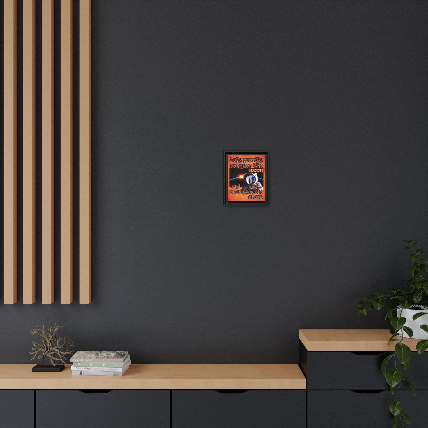 defy conquer reach - framed canvas art (burnt orange)