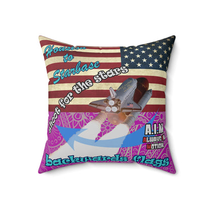 shoot for the stars - Spun Polyester Square Pillow - (pink swirl)