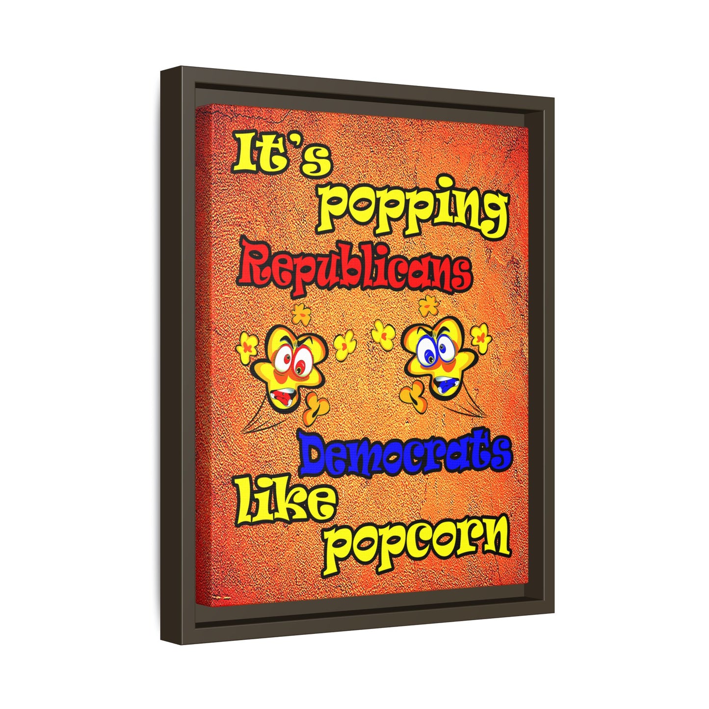 popping like popcorn - framed canvas art (burnt orange)