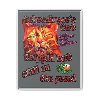 schrodinger's cat - framed canvas art (dark grey)