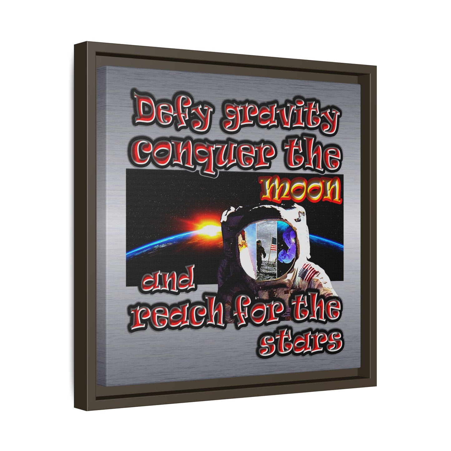 defy conquer reach - framed canvas art (brushed nickel)
