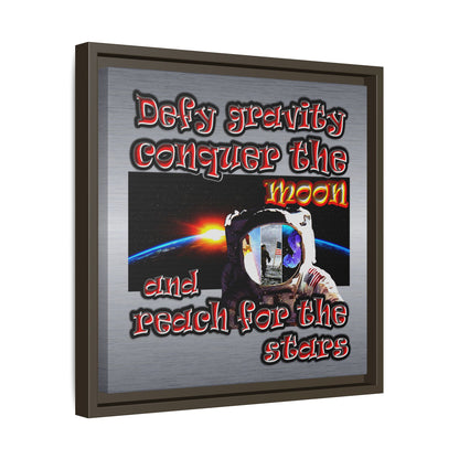 defy conquer reach - framed canvas art (brushed nickel)