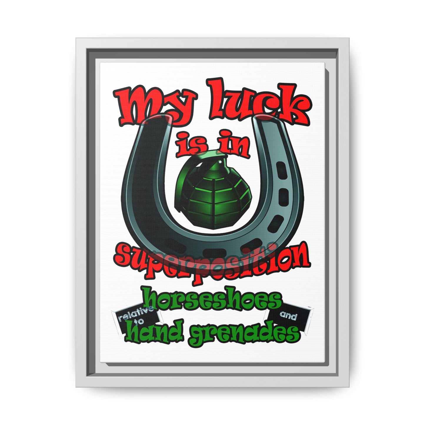 my luck - framed canvas art (white)