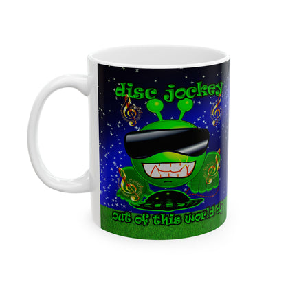 disc jockey - White Mug ('snoops' background)