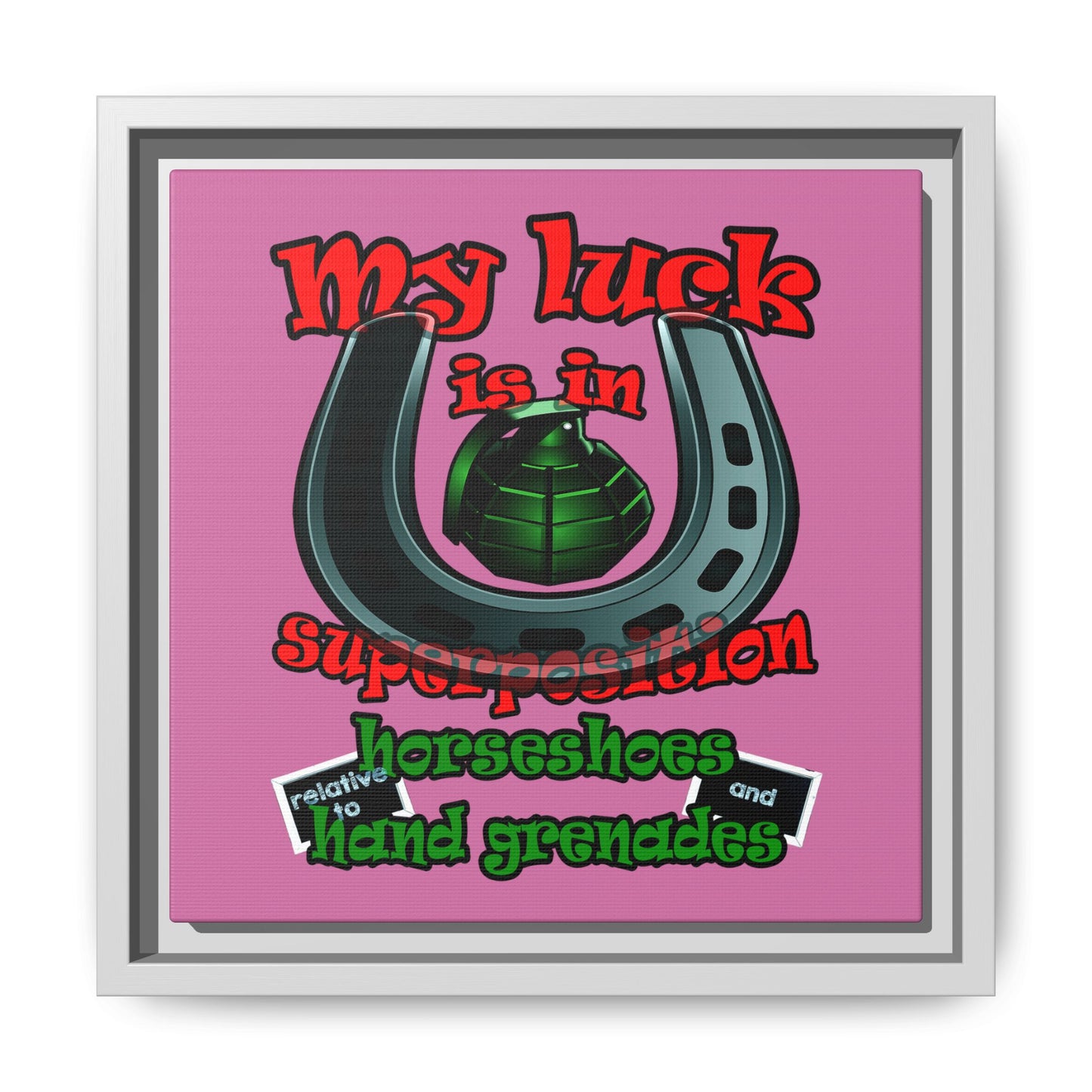 my luck - framed canvas art (light pink)