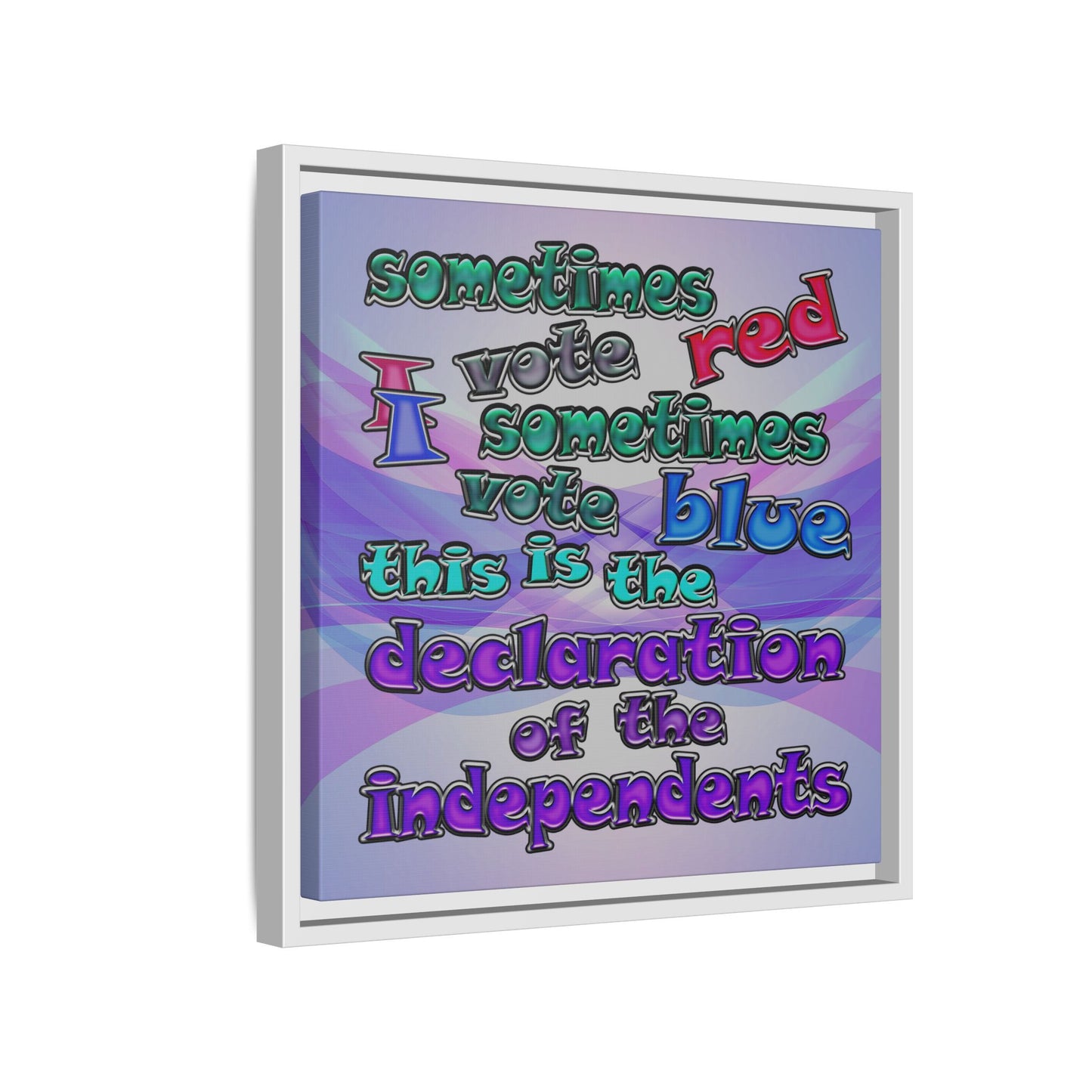 declaration of the independents - framed canvas art (light blue-pink wave)