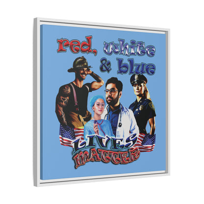 rw&b lives matter - framed canvas art (light blue)
