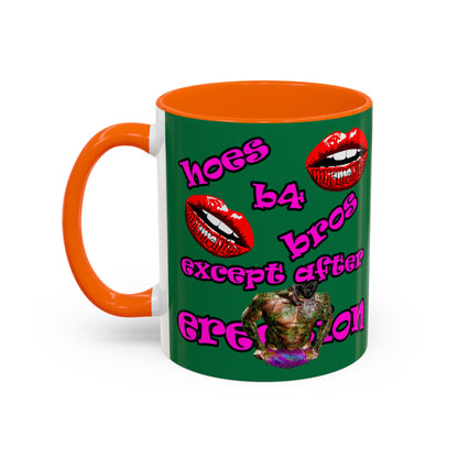 hoes b4 bros - Accent Mug (dark green)