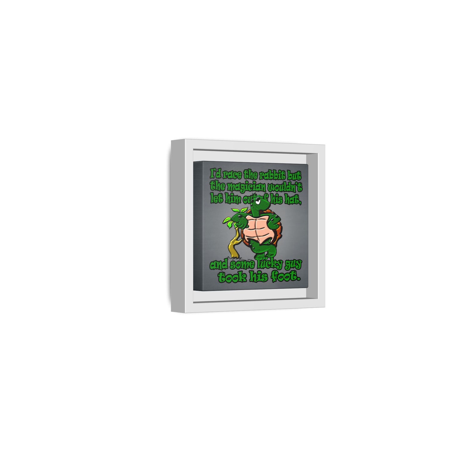turtle race - framed canvas art (grey-light grey)