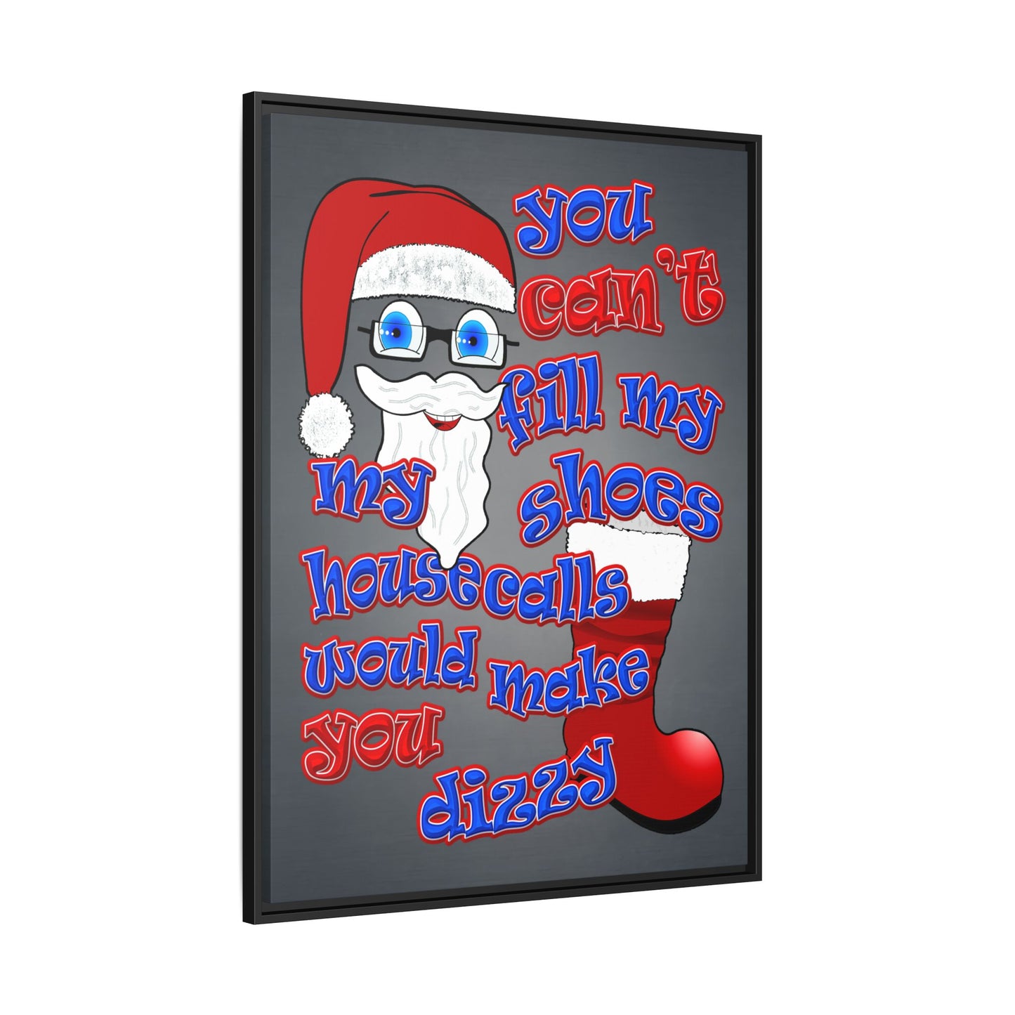 santa's shoes - framed canvas art (grey-light grey)