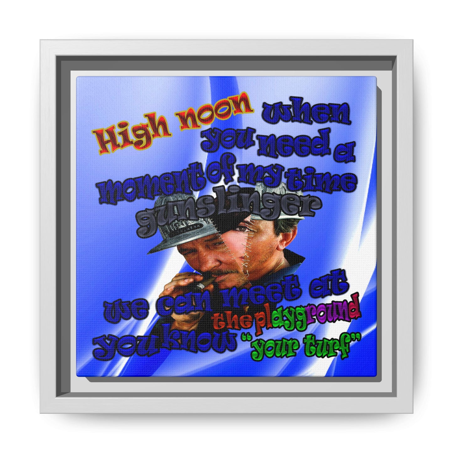 high noon - framed canvas art (blue-white wave)