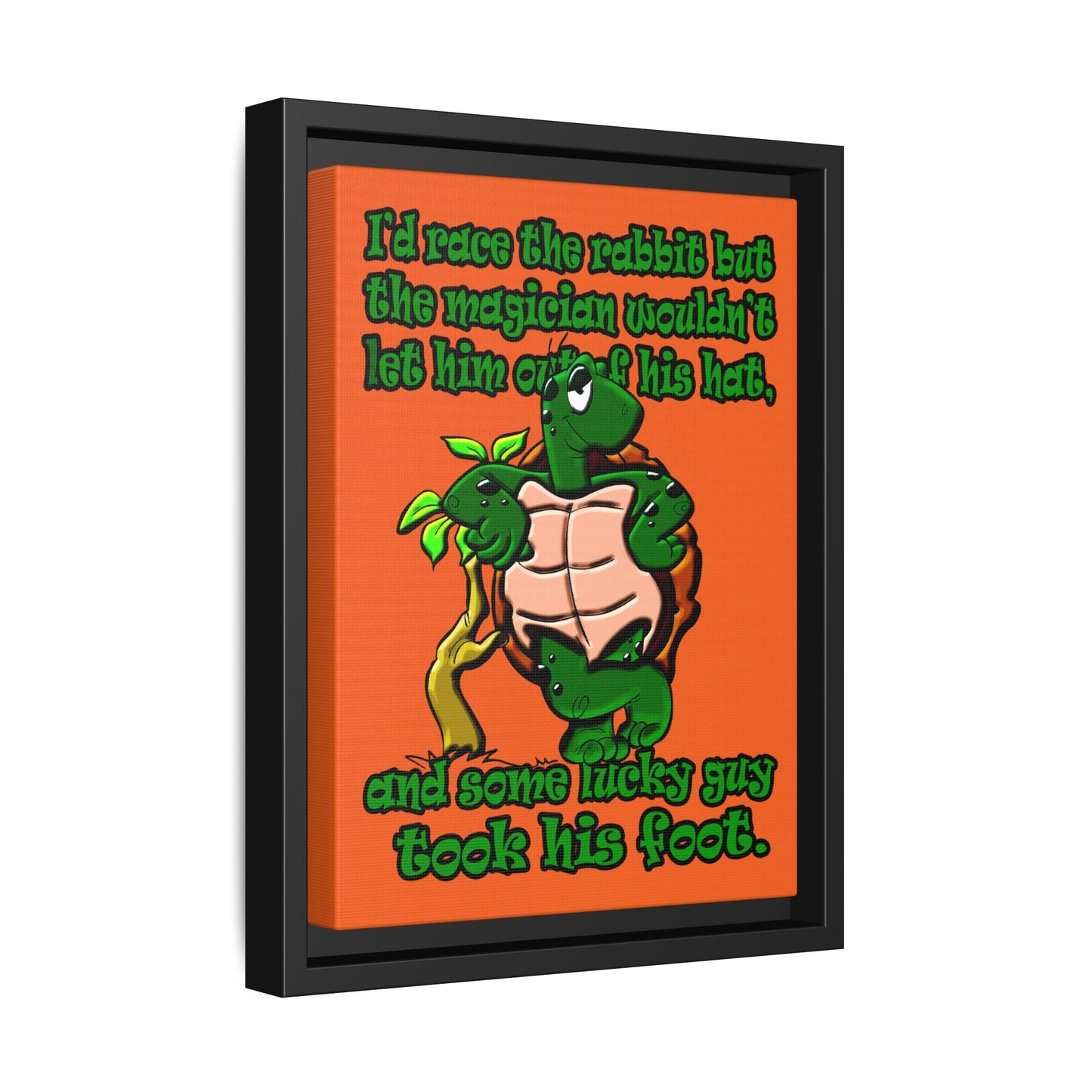 turtle race - framed canvas art (orange)