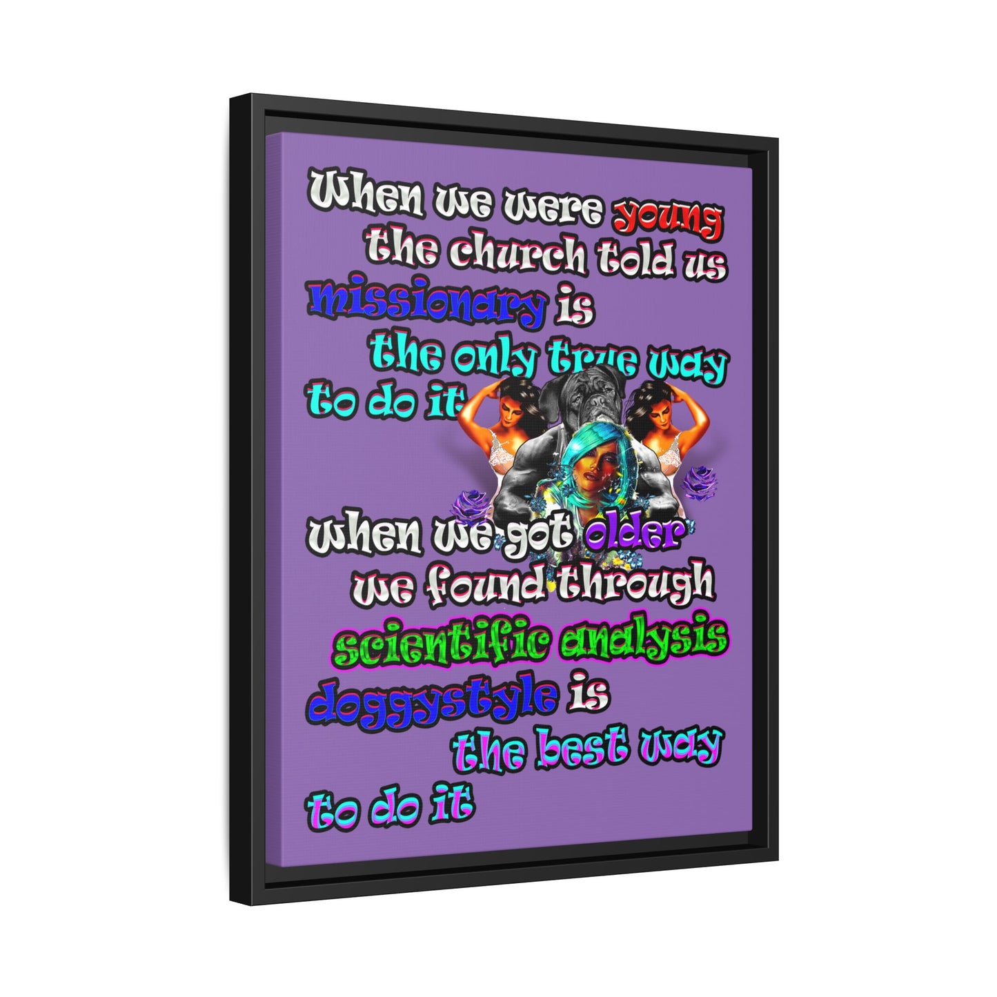 doggystyle - framed canvas art (light purple)