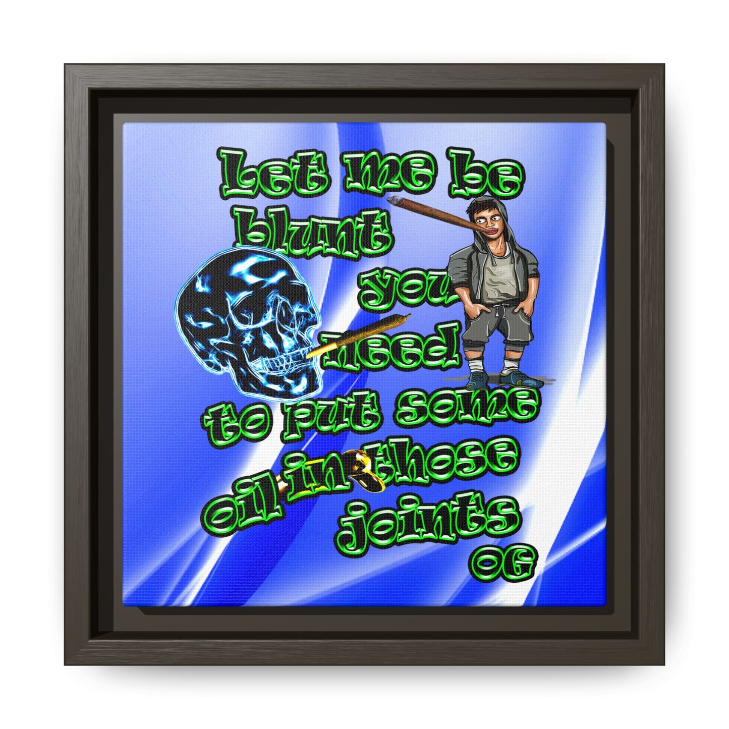 og - framed canvas art (blue-white wave)