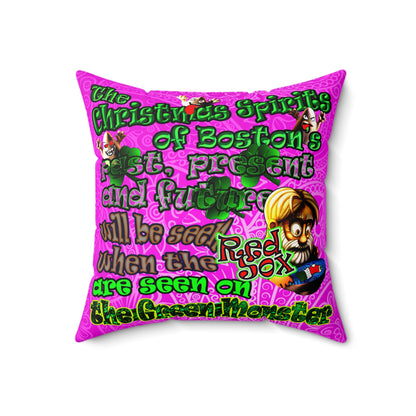 christmas spirits of boston - Faux Suede Square Pillow - (pink swirl)
