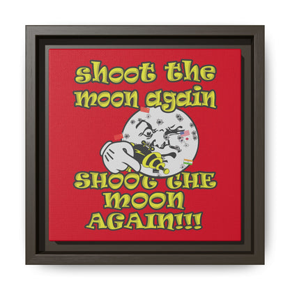 shoot the moon again - framed canvas art (dark red)