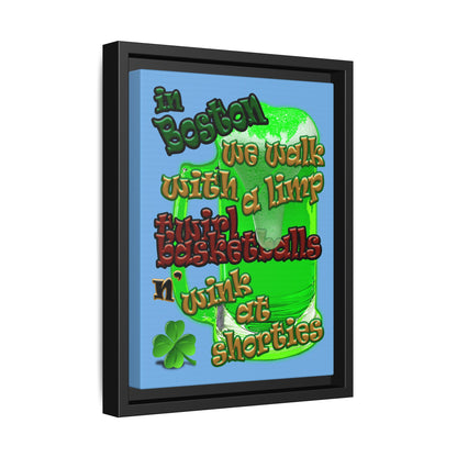 celtics logo - framed canvas art (light blue)