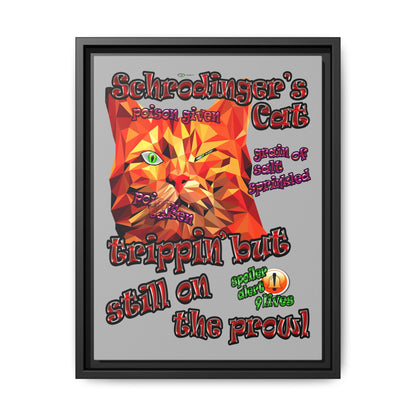 schrodinger's cat - framed canvas art (light grey)