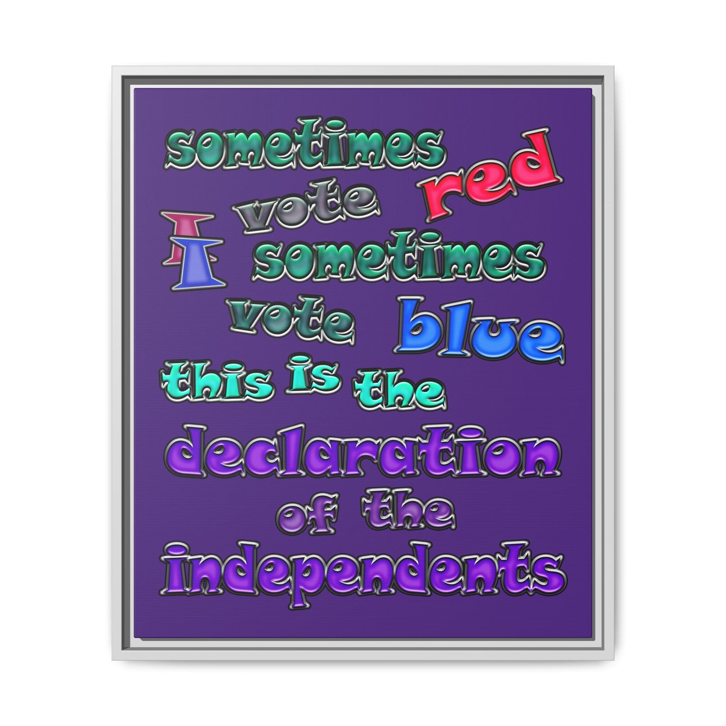 declaration of the independents - framed canvas art (purple)