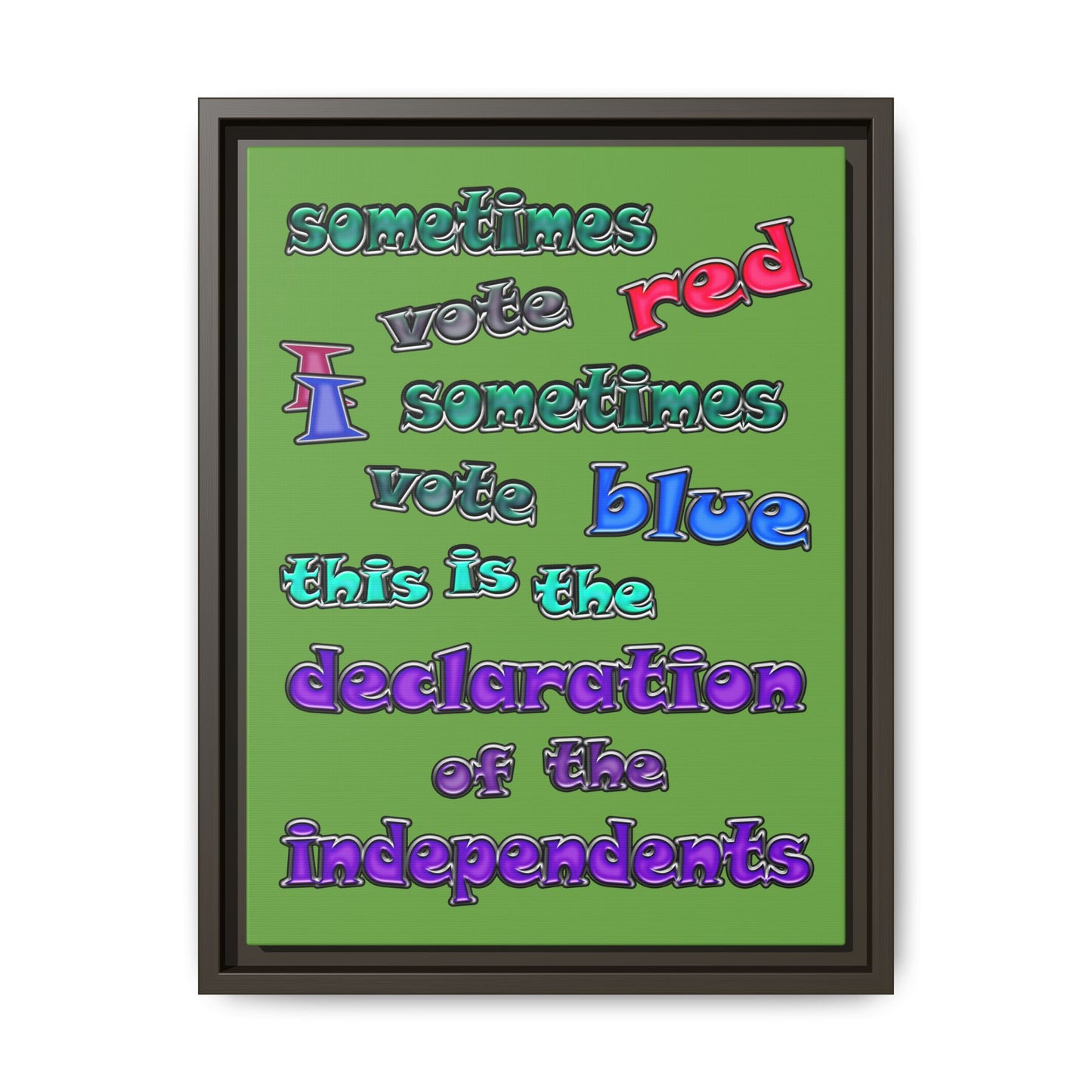 declaration of the independents - framed canvas art (green)