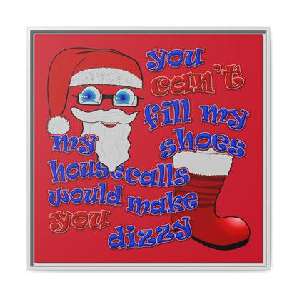 santa's shoes - framed canvas art (dark red)